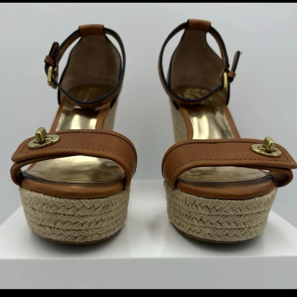 Coach Glinda Espadrille Platform Sandal -Size 7B, Brown Buckle Wedge - Picture 10 of 14